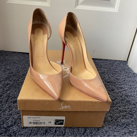 Christian Louboutin Shoes - Christian Louboutin Iriza 120 Nude Patent Leather Size 38